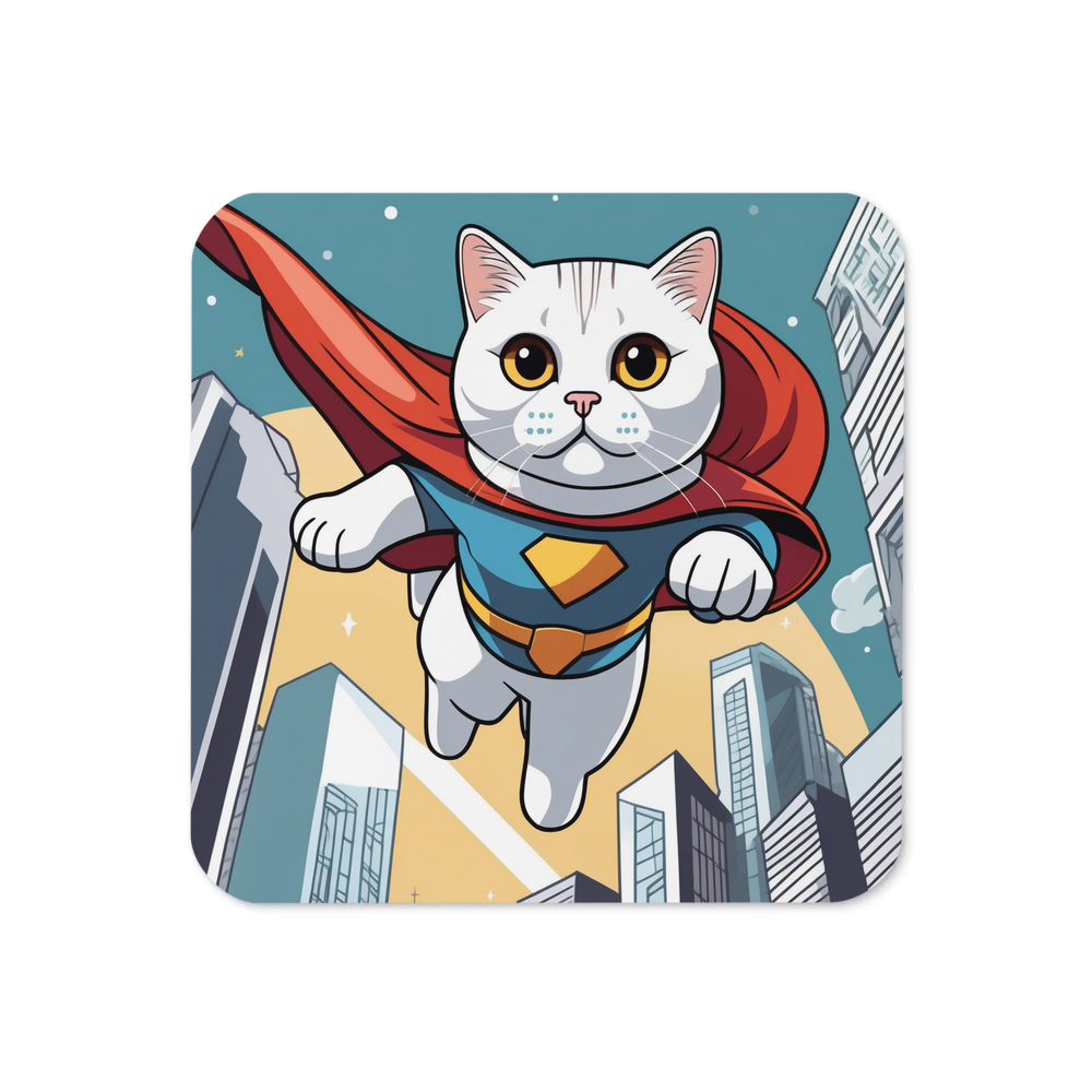 PugMug Custom White Scottish Fold Cat Coaster
