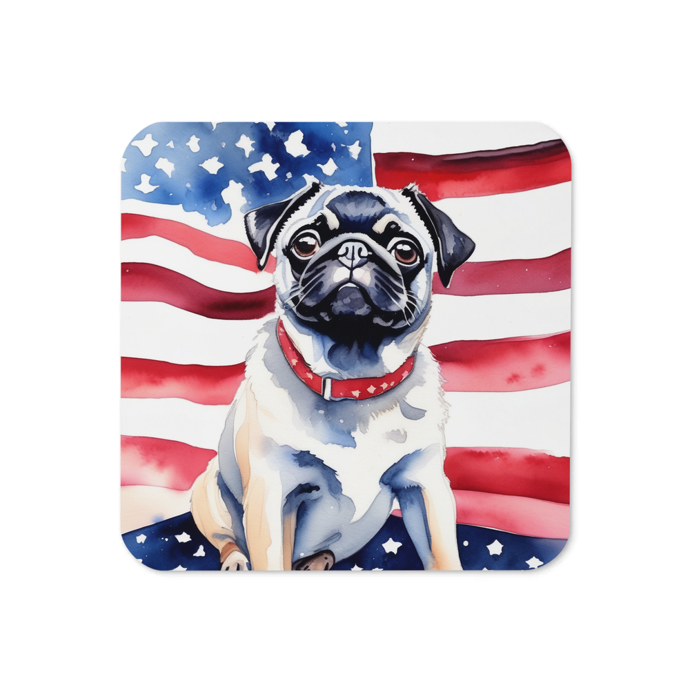 PugMug Custom Black Pug Coaster