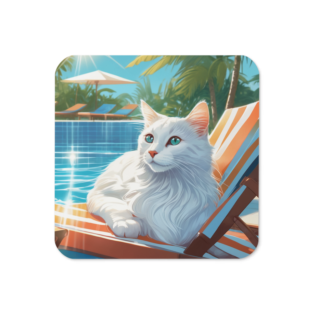 PugMug Custom White Companion Cat Coaster