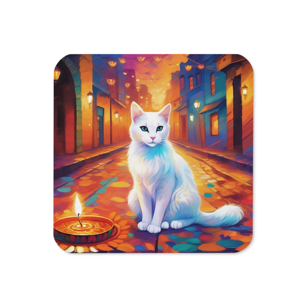 PugMug Custom White Companion Cat Coaster