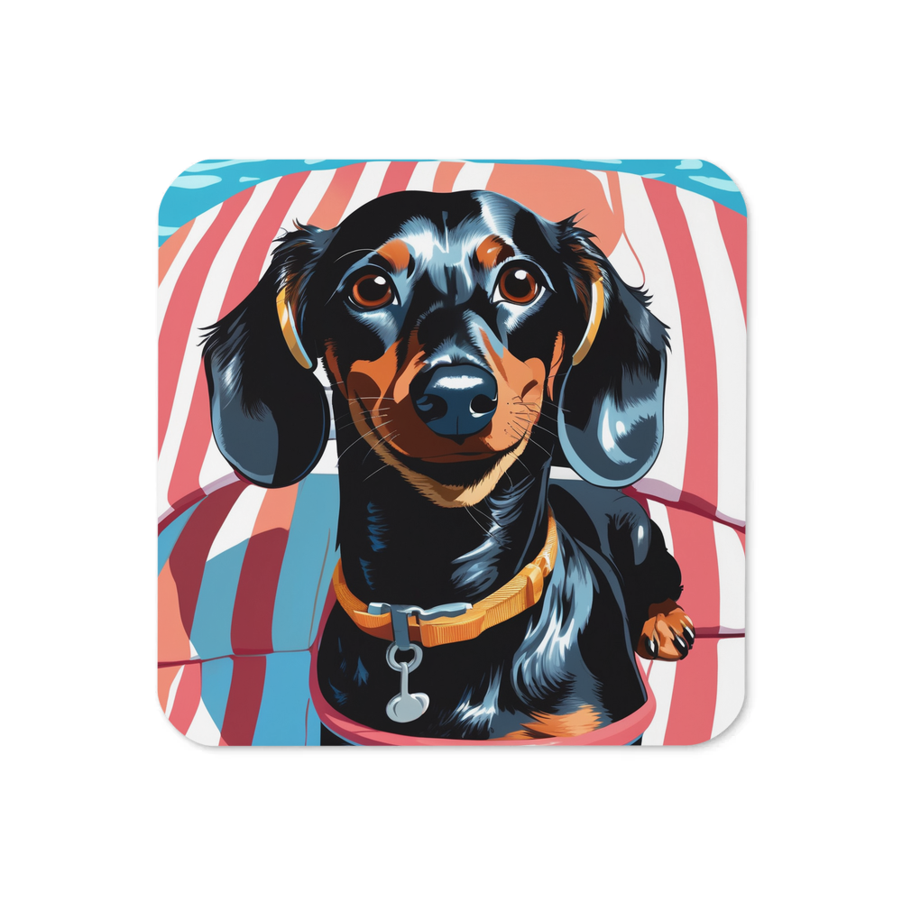 PugMug Custom Black Dachshund Coaster