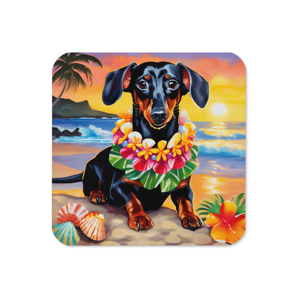 PugMug Custom Black Dachshund Coaster
