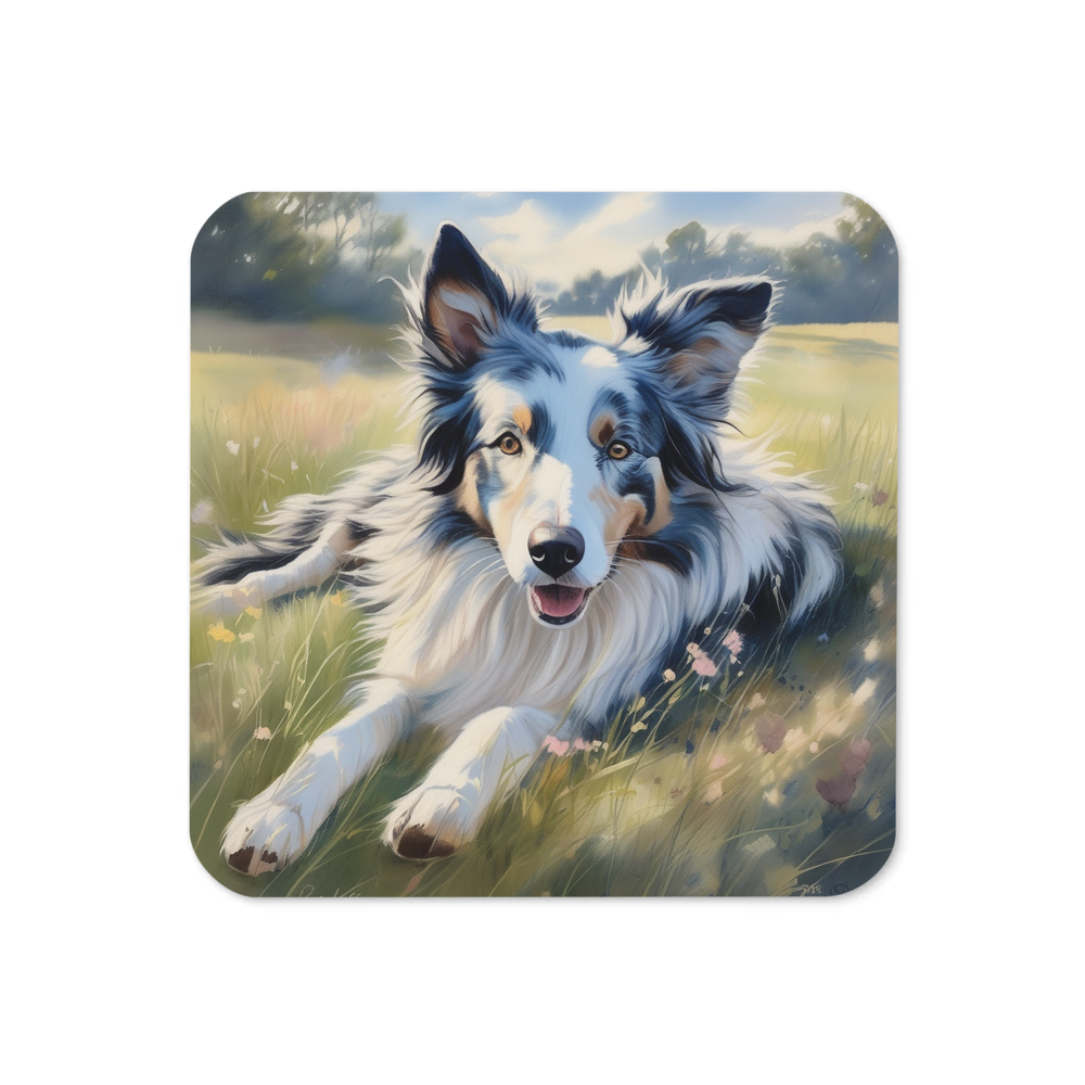 PugMug Custom Blue Merle Border Collie Coaster
