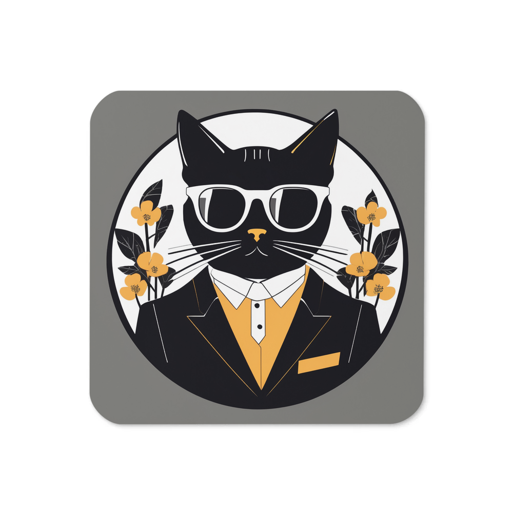 PugMug Custom Black Companion Cat Coaster