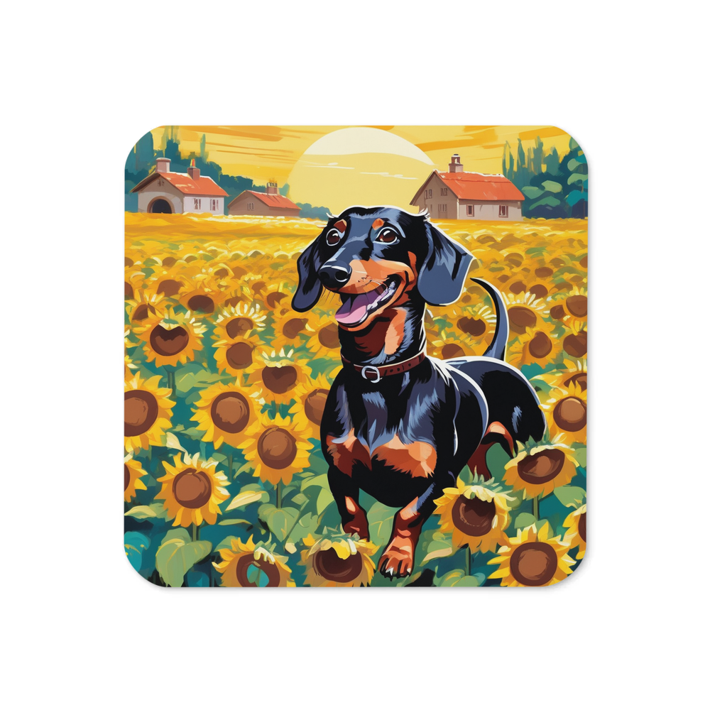 PugMug Custom Black Dachshund Coaster