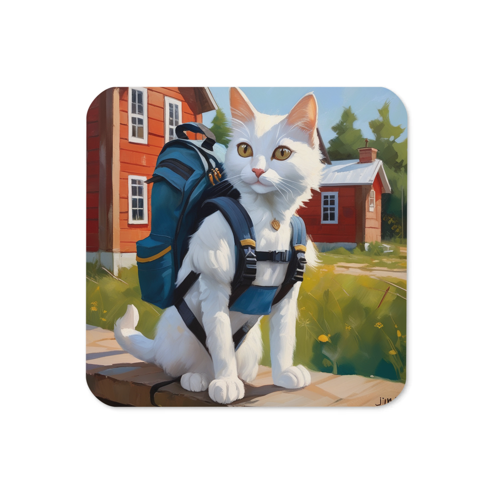 PugMug Custom White Companion Cat Coaster