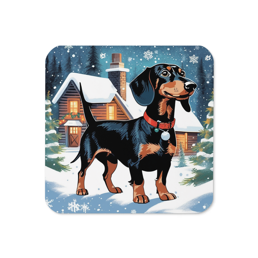 PugMug Custom Black Dachshund Coaster