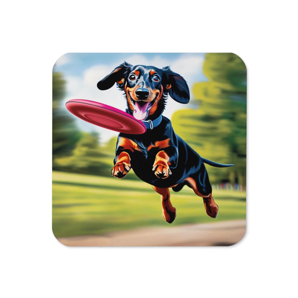 PugMug Custom Black Dachshund Coaster