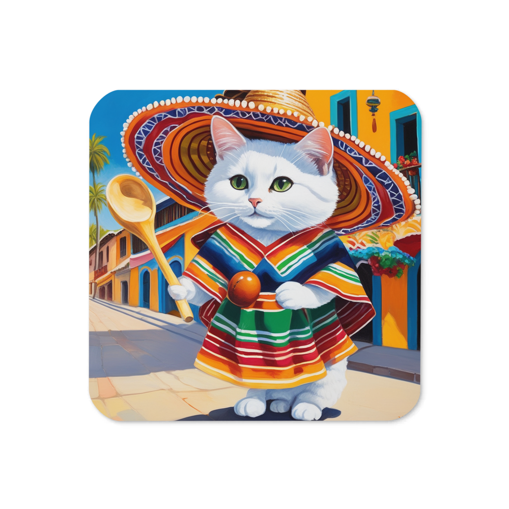 PugMug Custom White Companion Cat Coaster