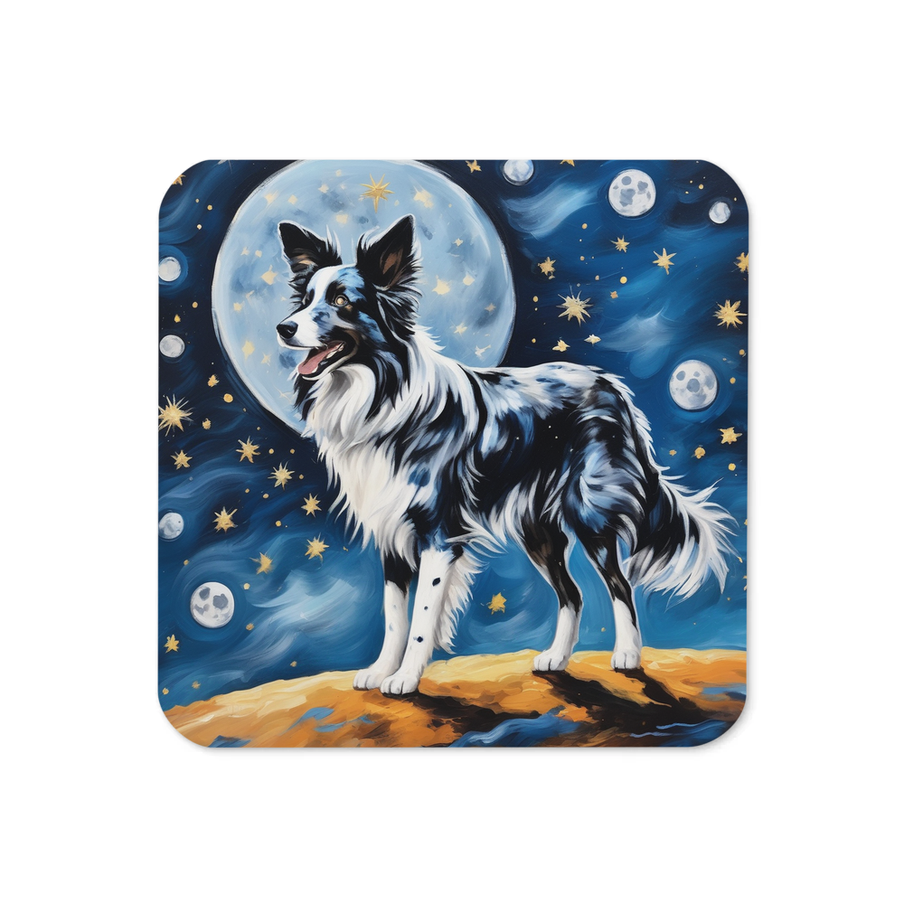 PugMug Custom Blue Merle Border Collie Coaster