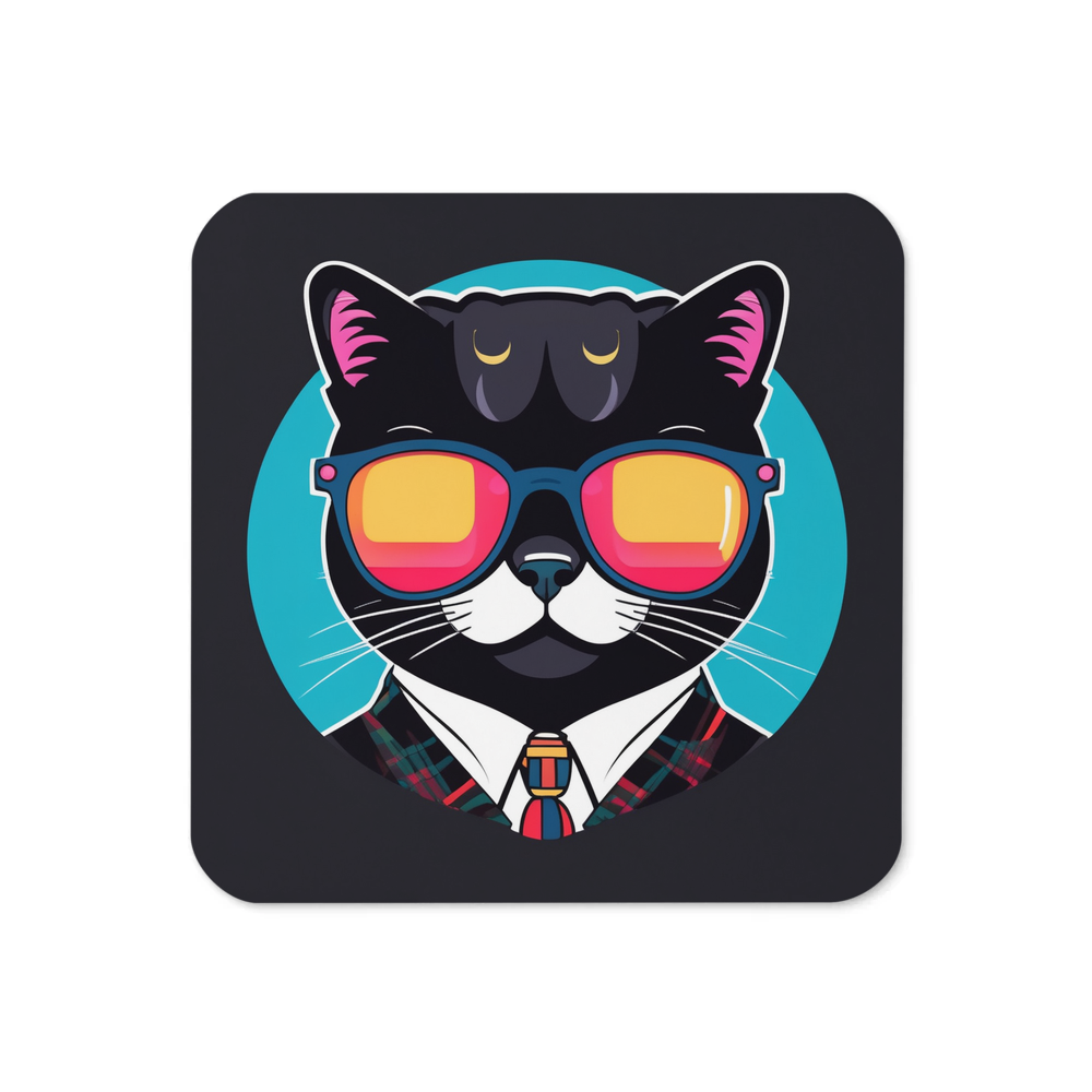 PugMug Custom Black Scottish Fold Cat Coaster