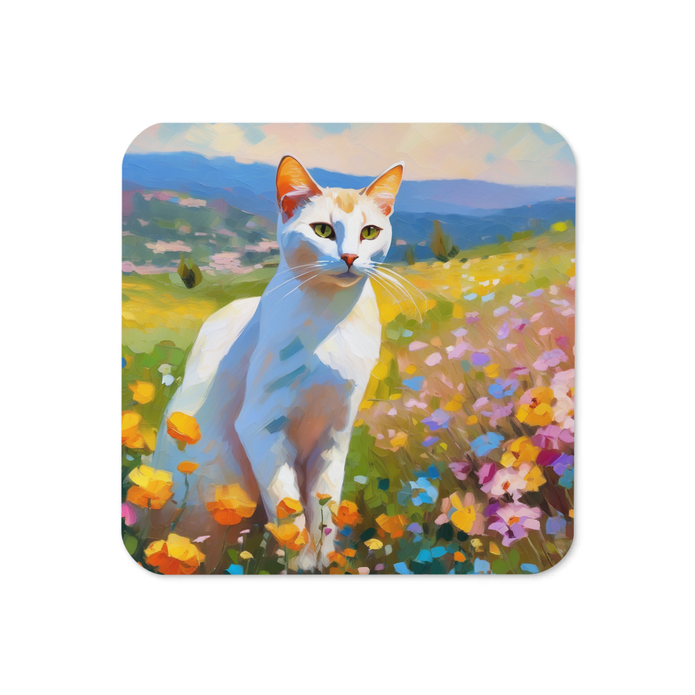 PugMug Custom White Abyssinian Cat Coaster