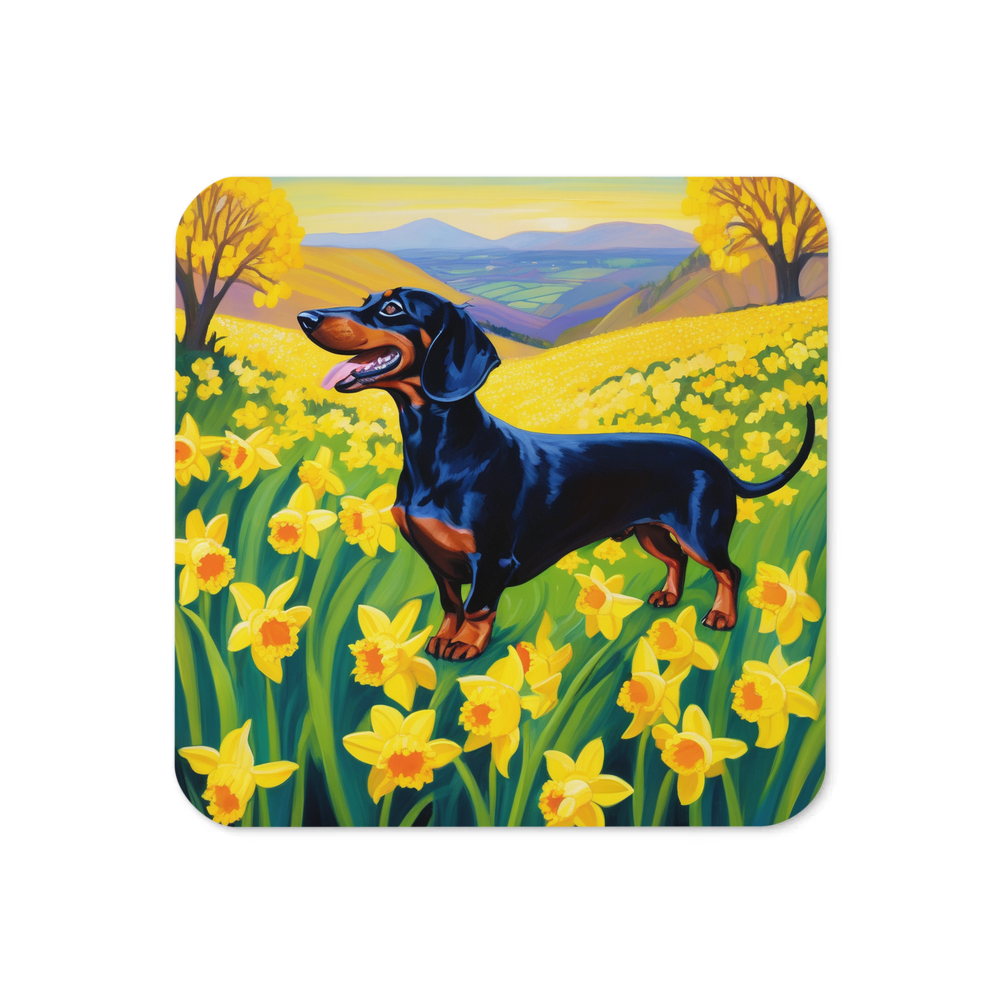 PugMug Custom Black Dachshund Coaster