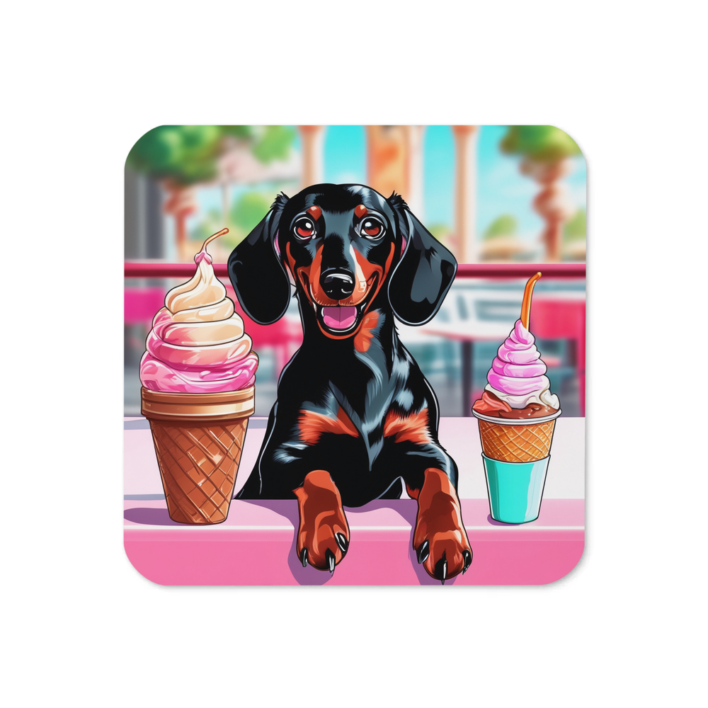 PugMug Custom Black Dachshund Coaster