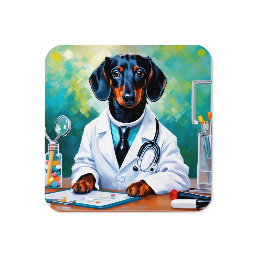 PugMug Custom Black Dachshund Coaster