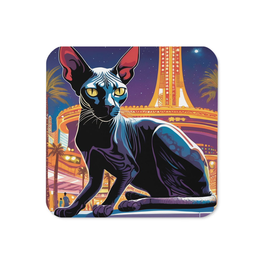 PugMug Custom Black Sphynx Cat Coaster