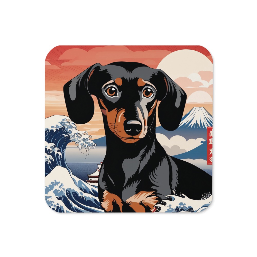 PugMug Custom Black Dachshund Coaster