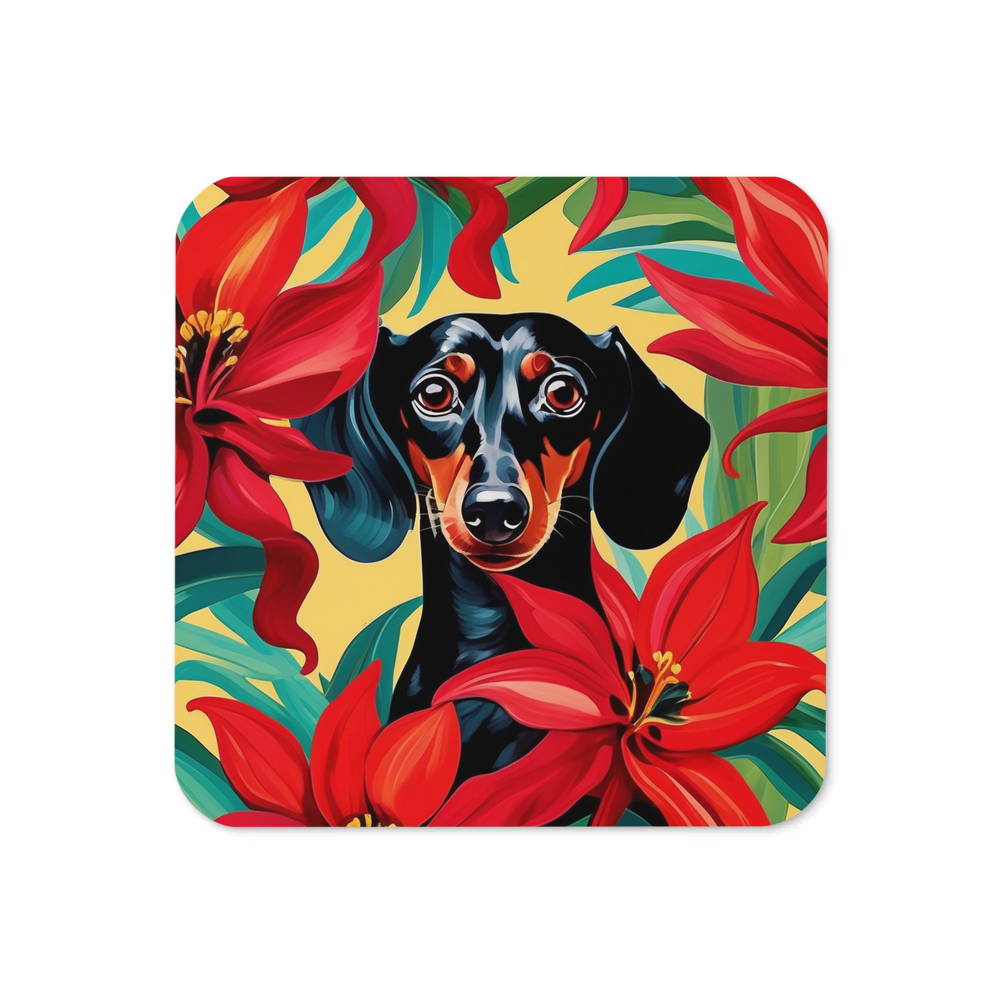 PugMug Custom Black Dachshund Coaster