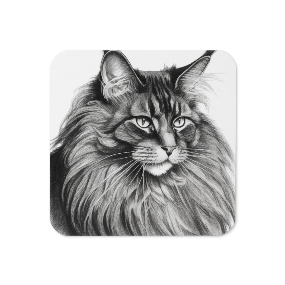 PugMug Custom Black Maine Coon Cat Coaster
