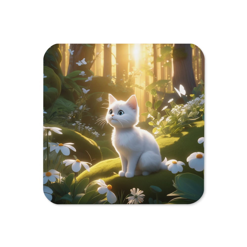 PugMug Custom White Companion Cat Coaster