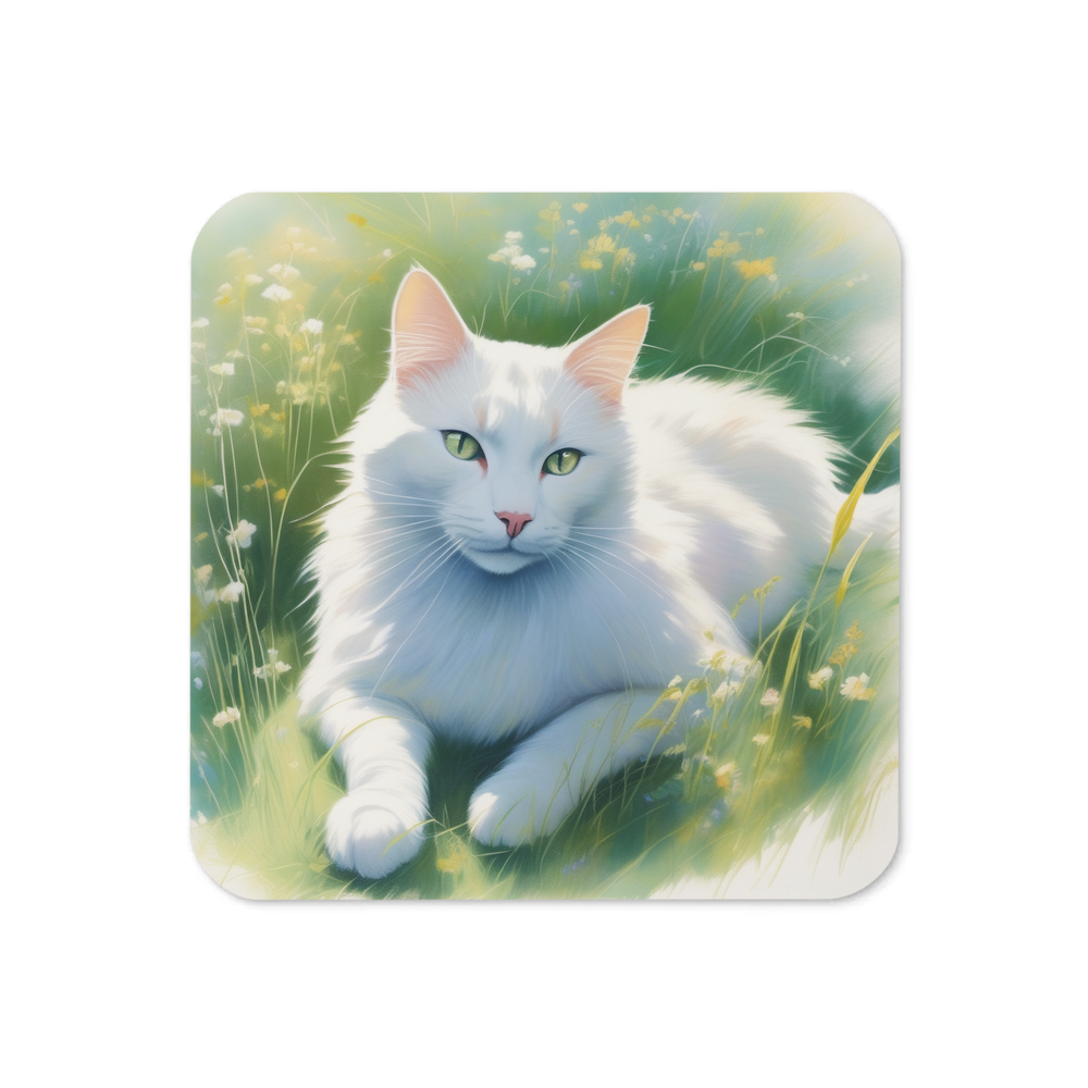 PugMug Custom White Companion Cat Coaster