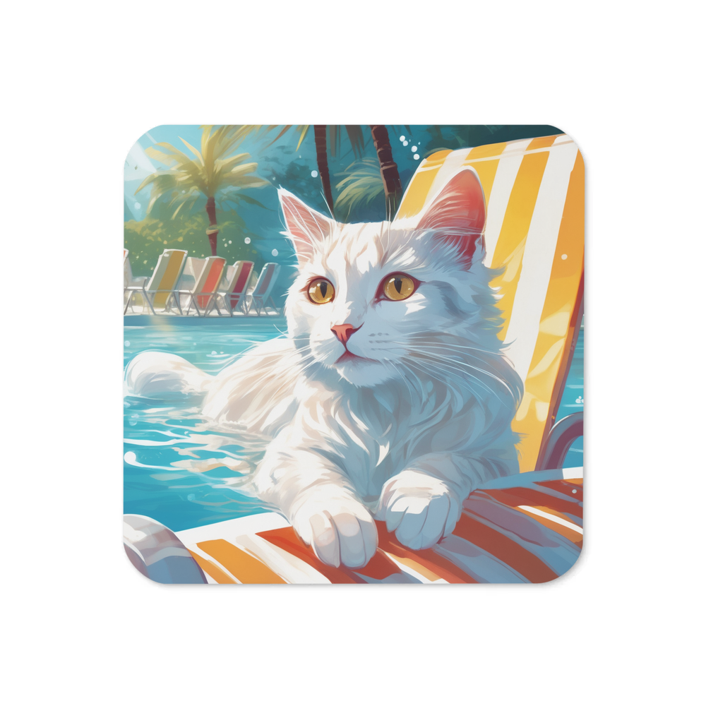 PugMug Custom White Companion Cat Coaster
