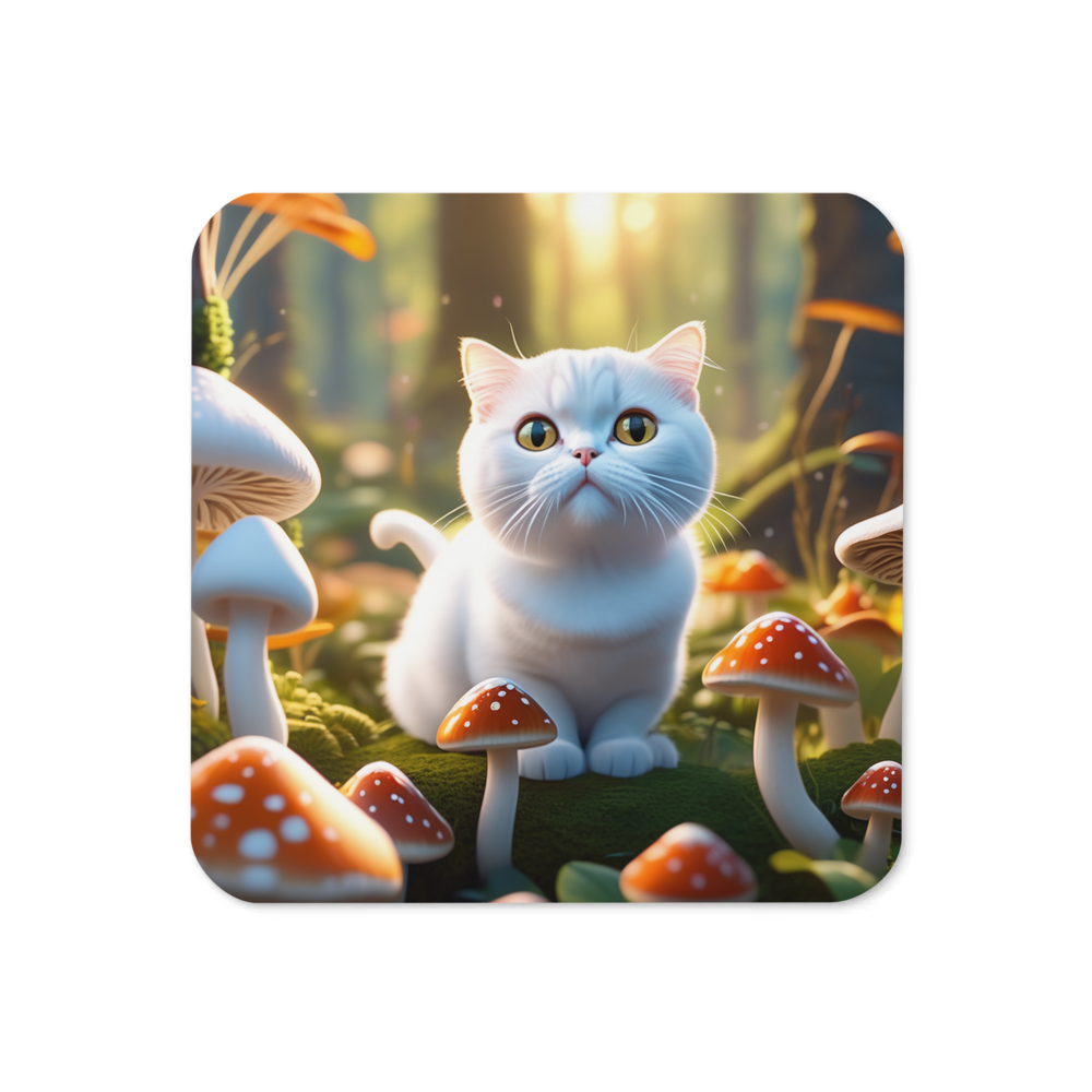 PugMug Custom White Scottish Fold Cat Coaster