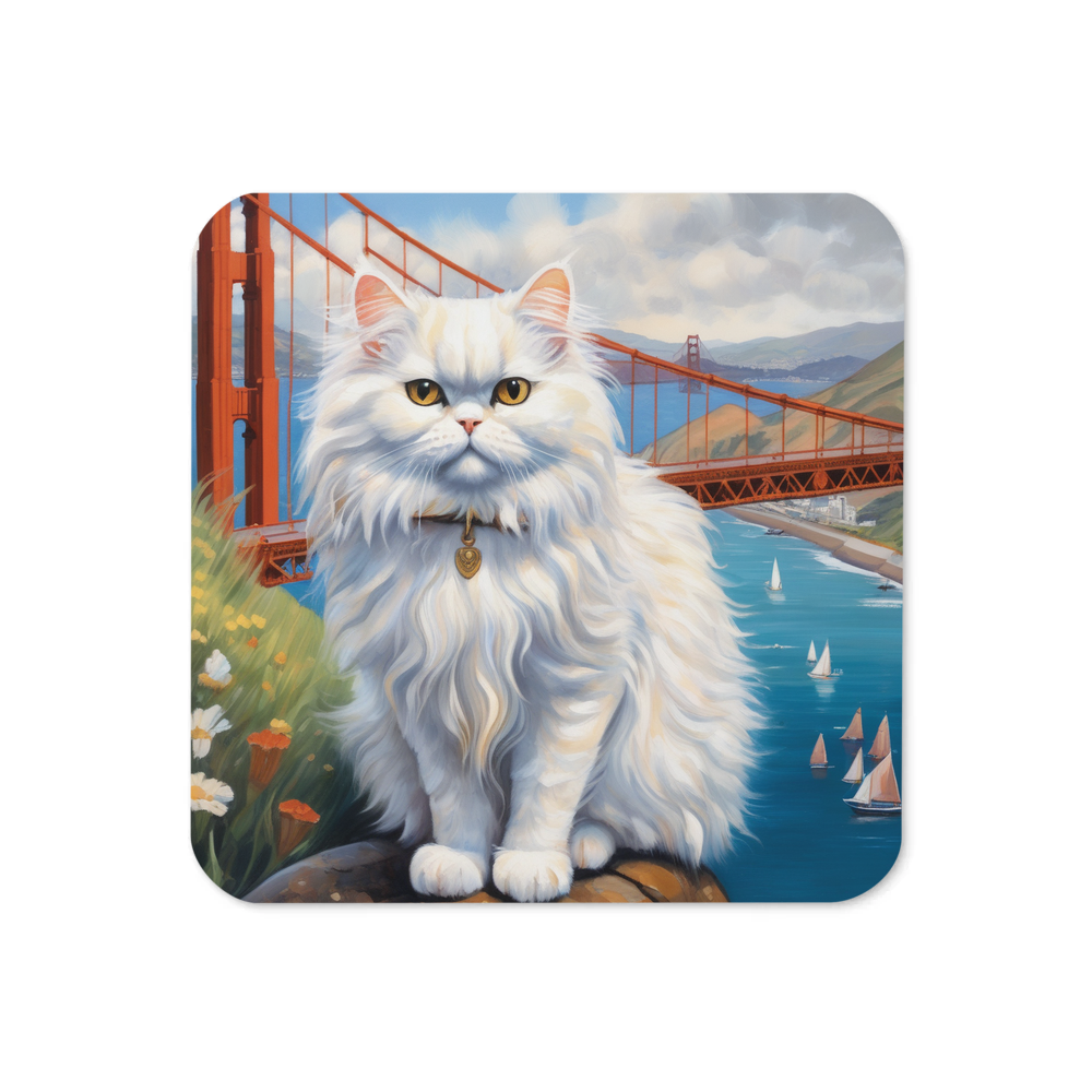 PugMug Custom White Persian Cat Coaster