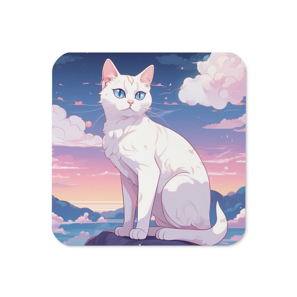 PugMug Custom White Companion Cat Coaster