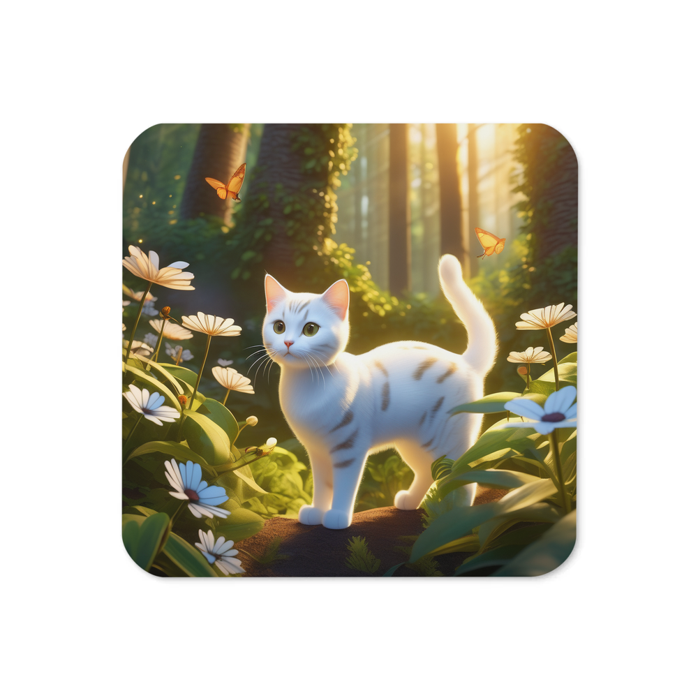 PugMug Custom White American Shorthair Cat Coaster