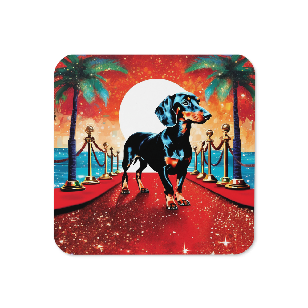 PugMug Custom Black Dachshund Coaster