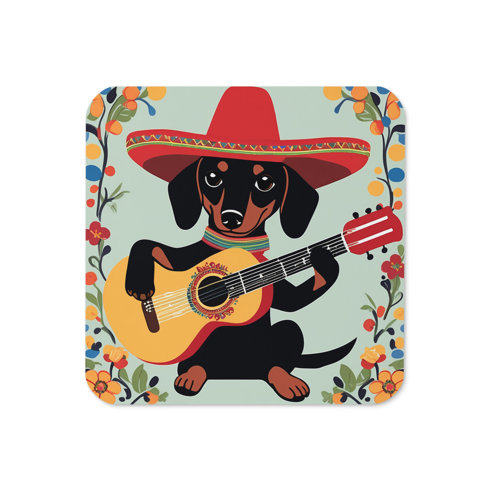 PugMug Custom Black Dachshund Coaster