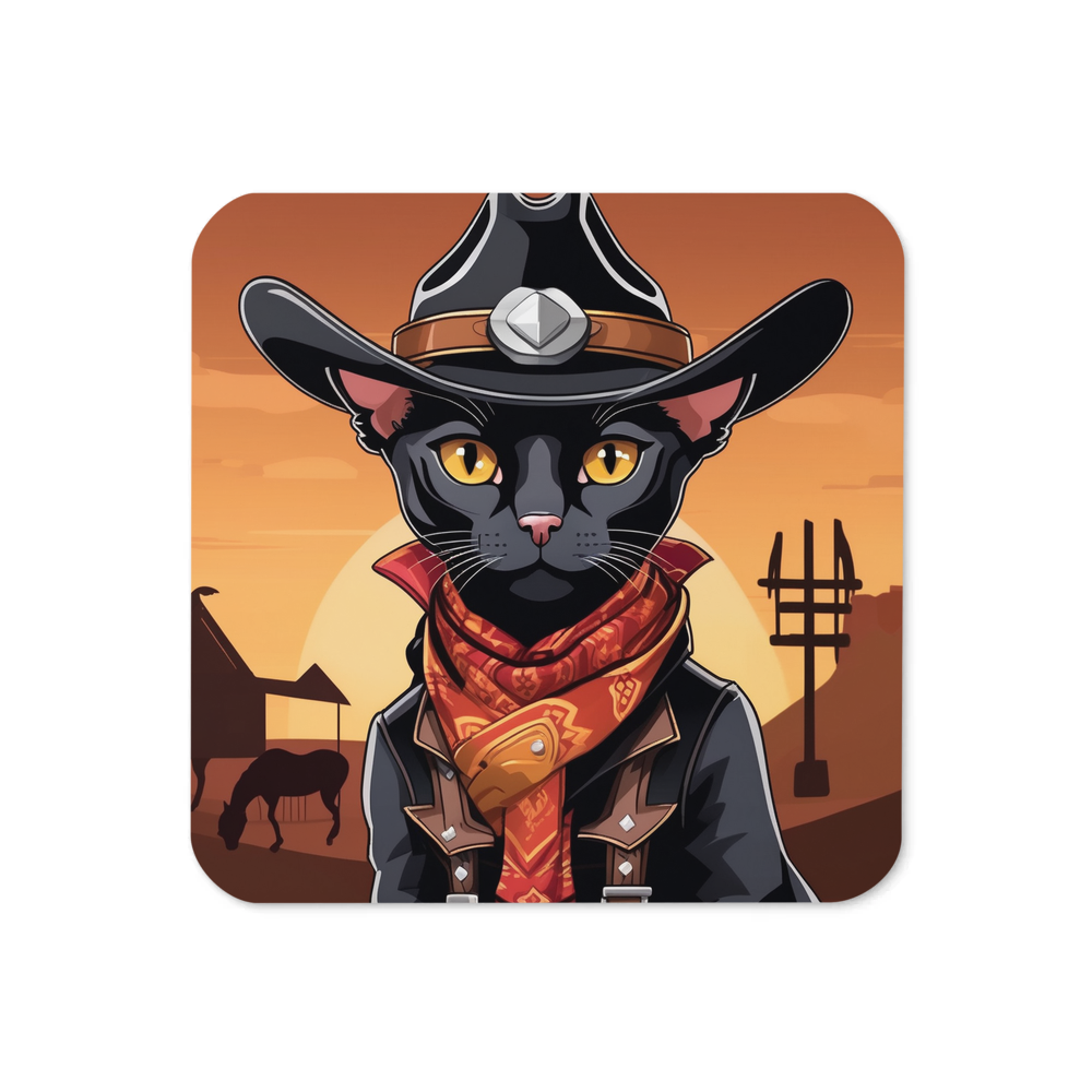 PugMug Custom Black Devon Rex Cat Coaster