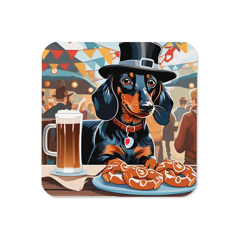 PugMug Custom Black Dachshund Coaster