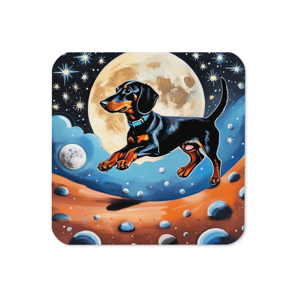 PugMug Custom Black Dachshund Coaster