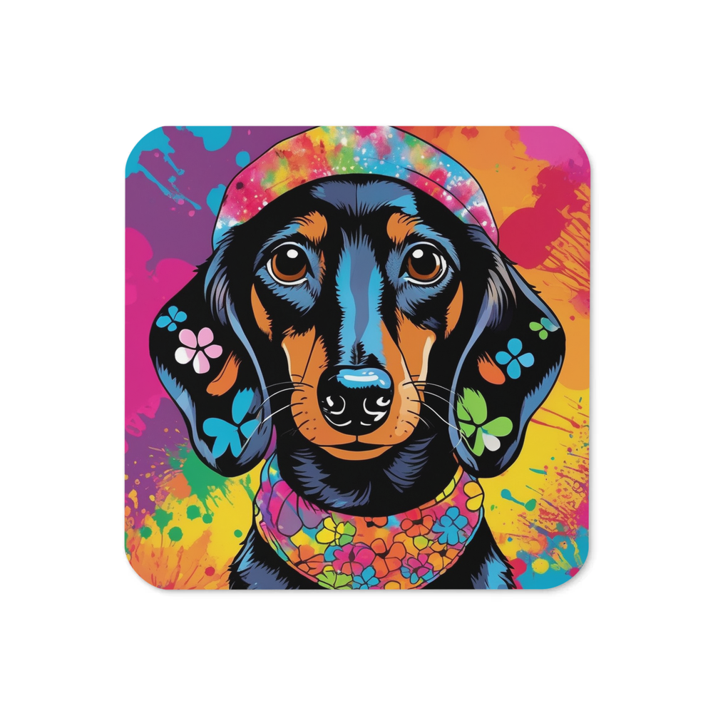 PugMug Custom Black Dachshund Coaster