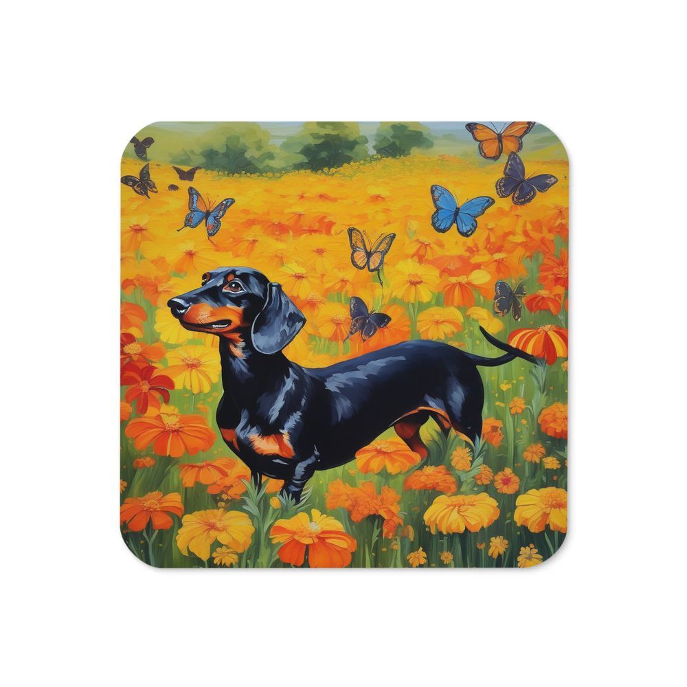 PugMug Custom Black Dachshund Coaster