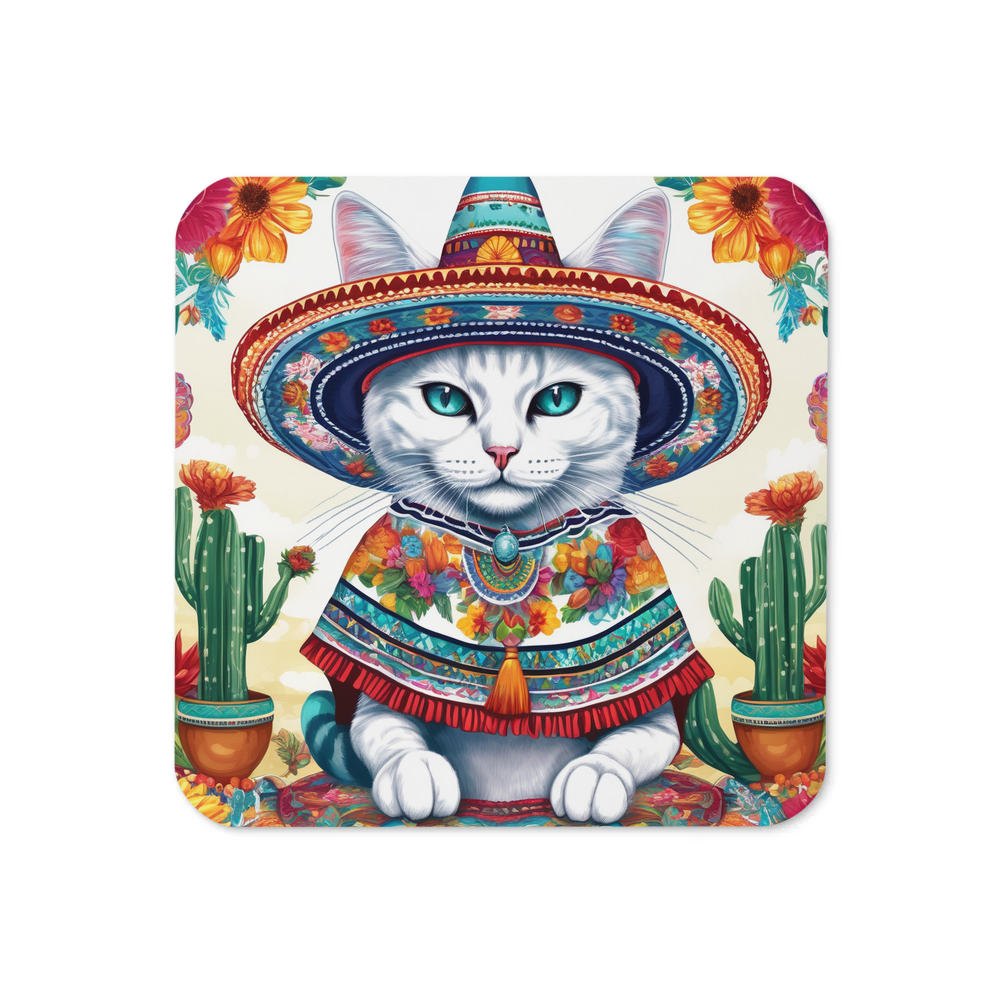 PugMug Custom White Companion Cat Coaster