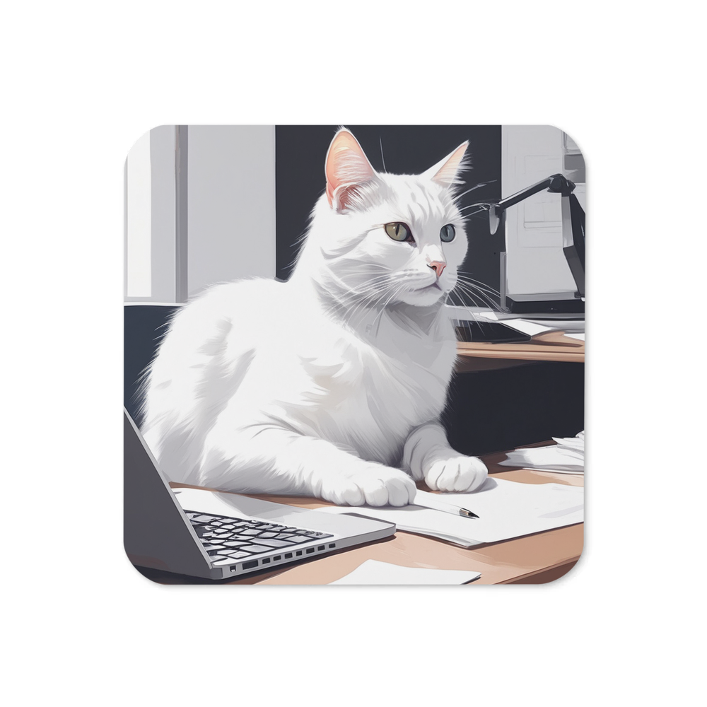 PugMug Custom White Companion Cat Coaster