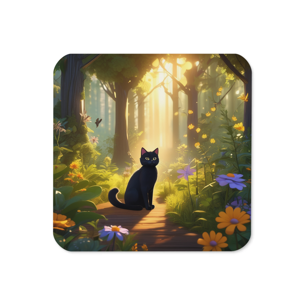 PugMug Custom Black Companion Cat Coaster