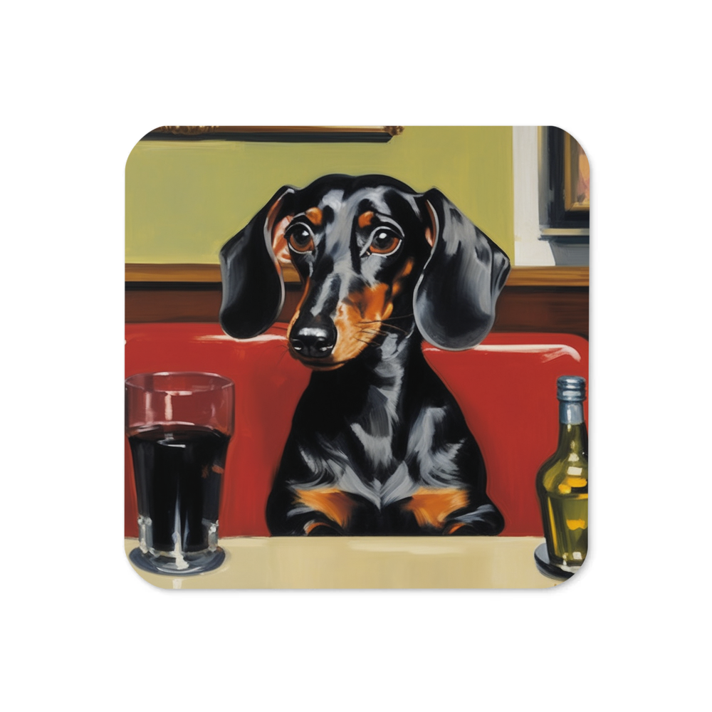 PugMug Custom Black Dachshund Coaster