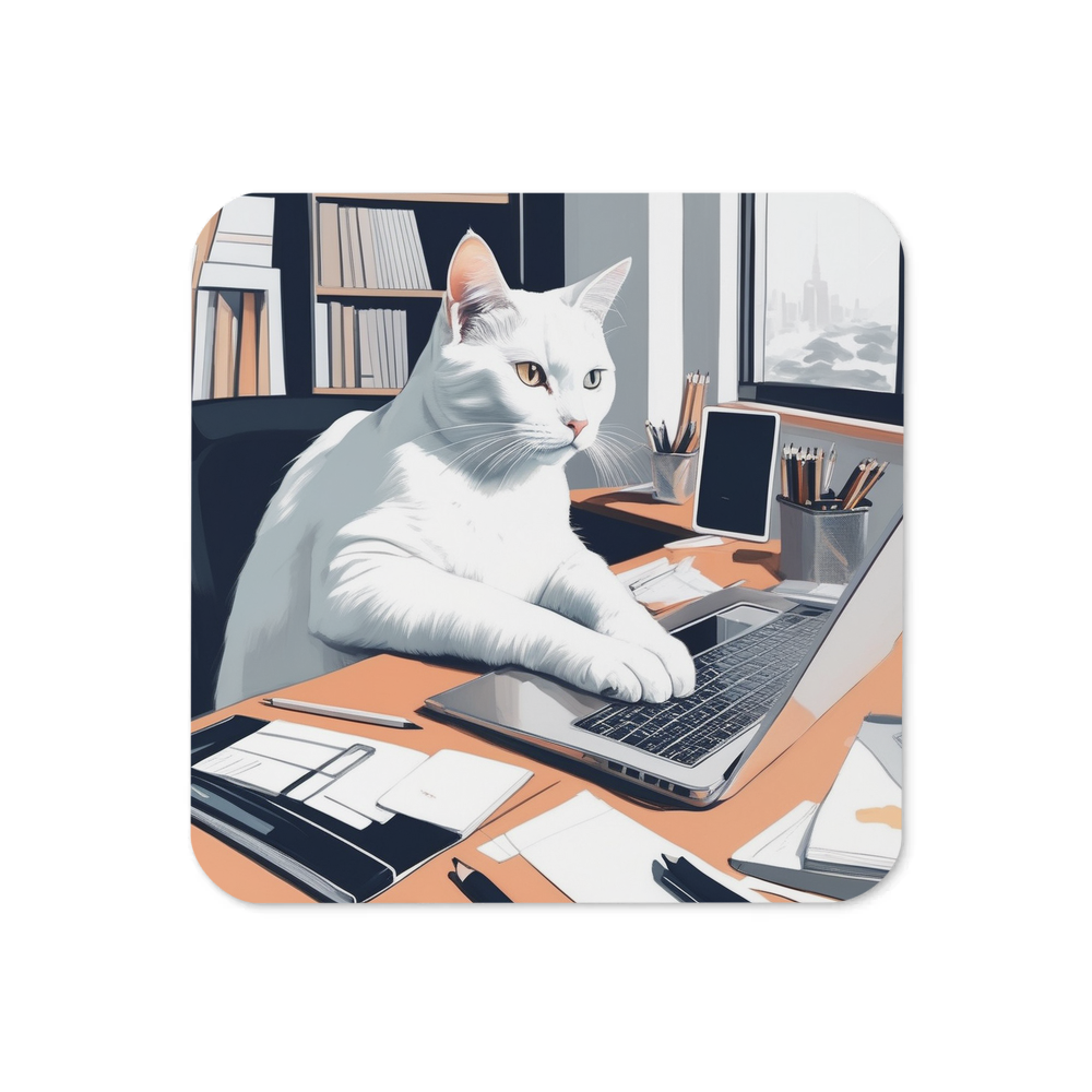 PugMug Custom White Companion Cat Coaster