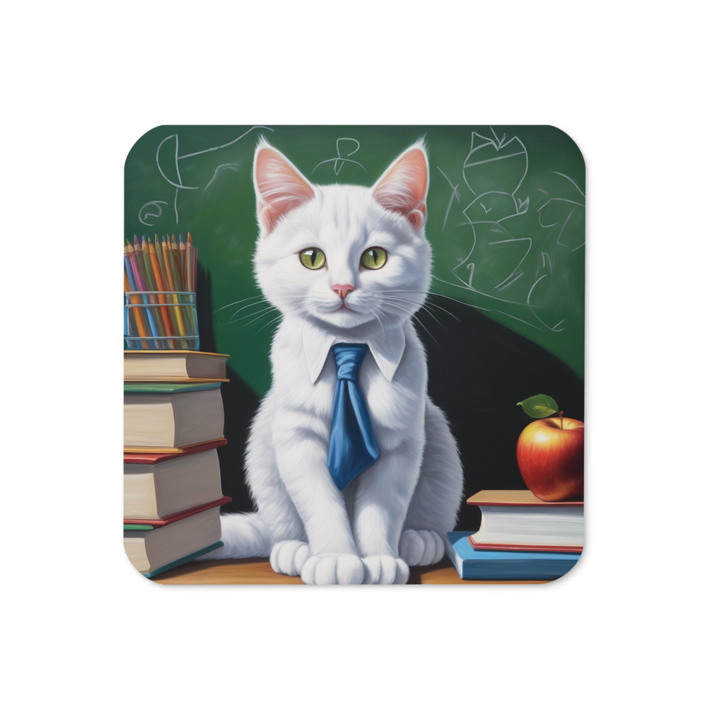 PugMug Custom White Companion Cat Coaster