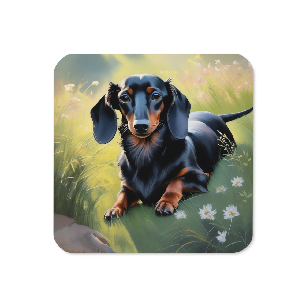 PugMug Custom Black Dachshund Coaster