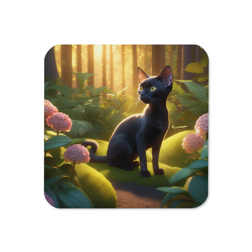 PugMug Custom Black Devon Rex Cat Coaster