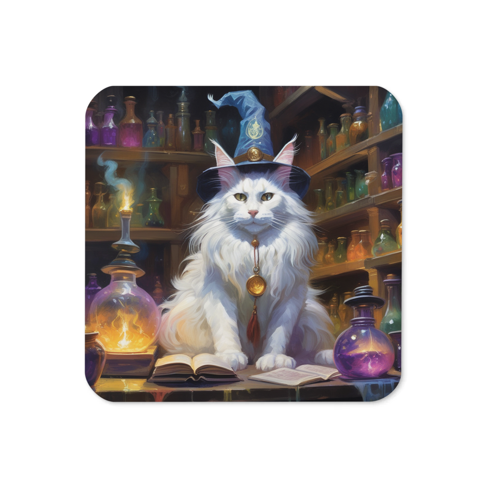 PugMug Custom White Maine Coon Cat Coaster