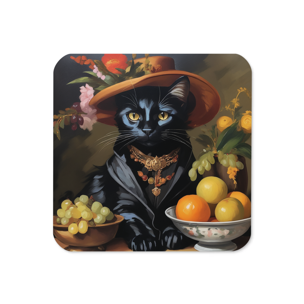 PugMug Custom Black Companion Cat Coaster