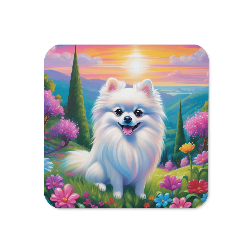 PugMug Custom White Pomeranian Coaster