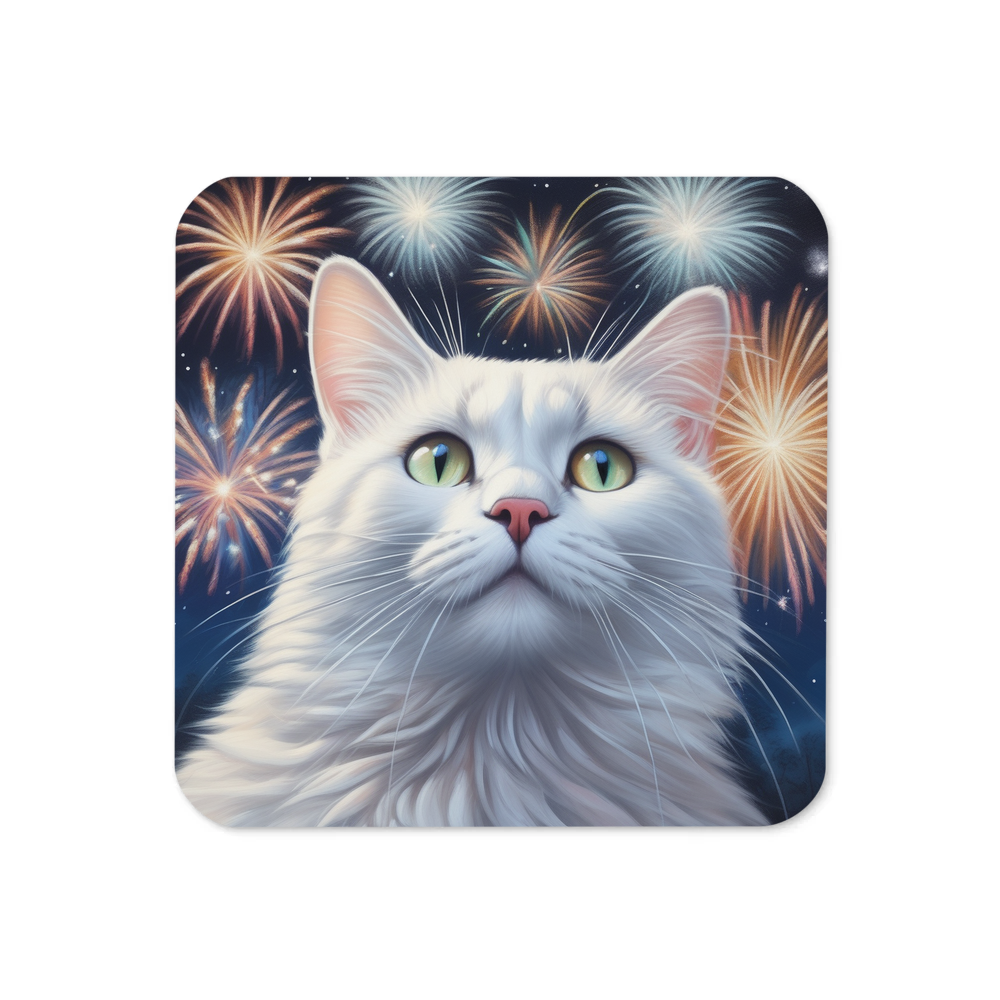 PugMug Custom White Companion Cat Coaster