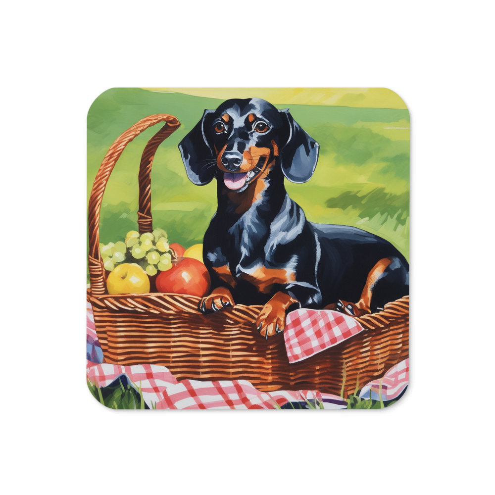 PugMug Custom Black Dachshund Coaster